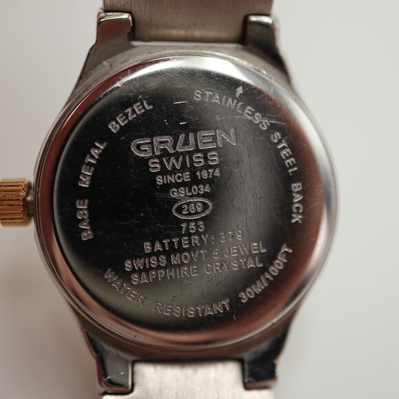 Vintage Gruen Swiss Two Tone Womens Watch 20mm MOP Dial Sapphire w New Battery - Picture 15 of 16